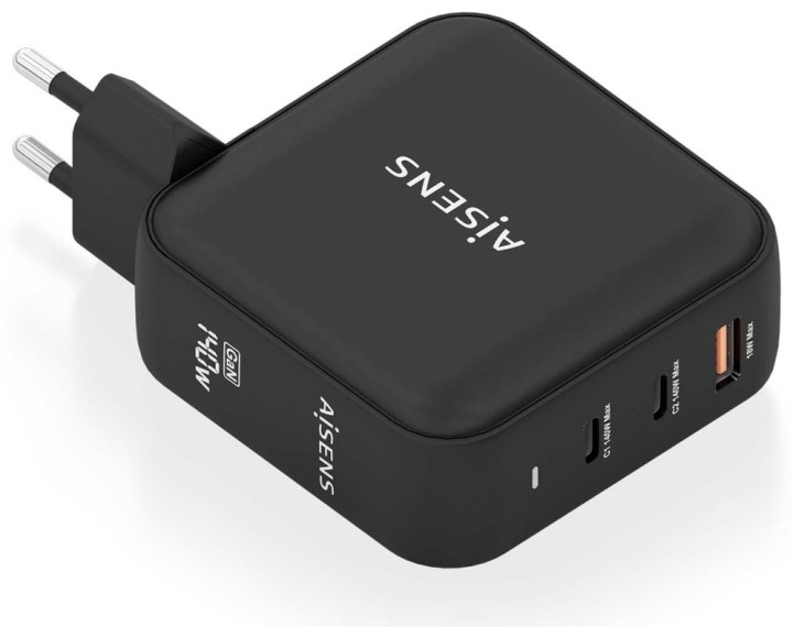 cargador aisens gan 140w 2xusb c pd3.1 qc4.0 1xusb a qc3.0 negro