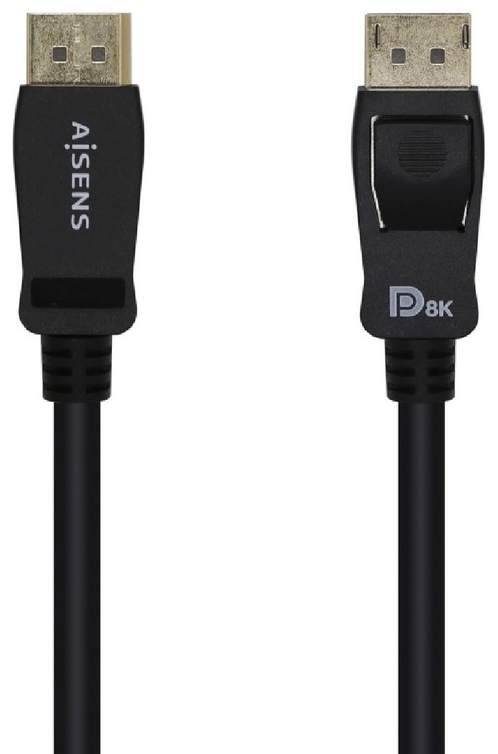 cable aisens displayport certificado v1.4 8k60hz m/m 2.0m negro