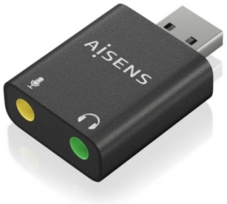 conversor aisens usb a a audio 48khz usb a/m 2xjack 3.5/h negro