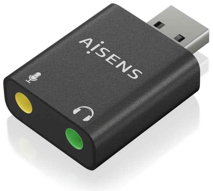 conversor aisens usb a a audio 48khz usb a/m 2xjack 3.5/h negro