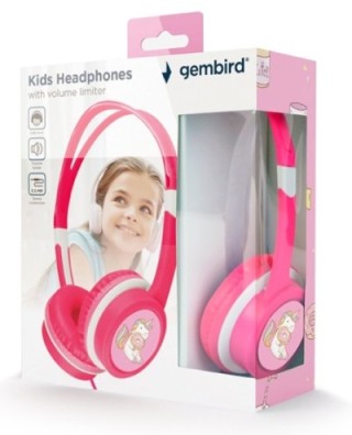 auriculares gembird mhp jr pk infantil rosa alambrico jack 3.5mm