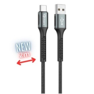 qcharx international cable qcharx prague usb tipo c a usb tipo a   2m   aleacion de aluminio negro c