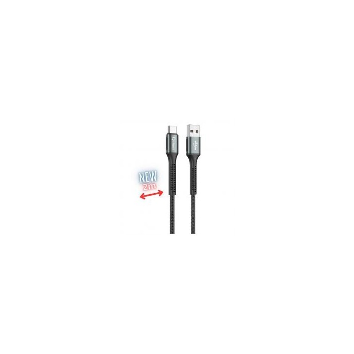 qcharx international cable qcharx prague usb tipo c a usb tipo a   2m   aleacion de aluminio negro c