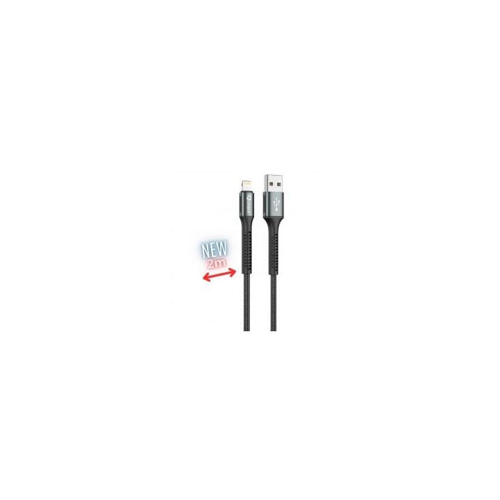 qcharx international cable qcharx prague lightning usb tipo a   2m   aleacion de aluminio negro cord