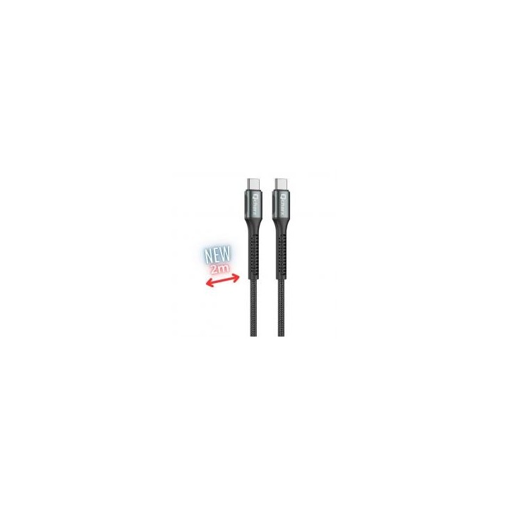 qcharx international cable qcharx prague usb tipo c   2m   aleacion de aluminio negro cordon de tela