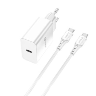 qcharx international kit cargador qcharx chronos 3a 20w puerto pd + cable tipo c  a tipo c blanco