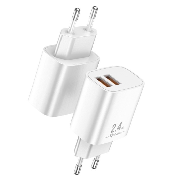 qcharx international cargador qcharx apolo 2.4a 2 puerto usb a  blanco