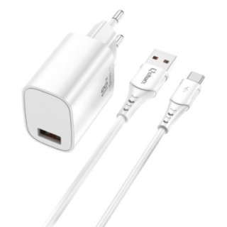 qcharx international kit cargador qcharx artemisia 3a 18w + cable usb a tipo c blanco