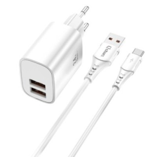 qcharx international kit cargador qcharx apolo 24a 12w + cable usb a tipo c blanco