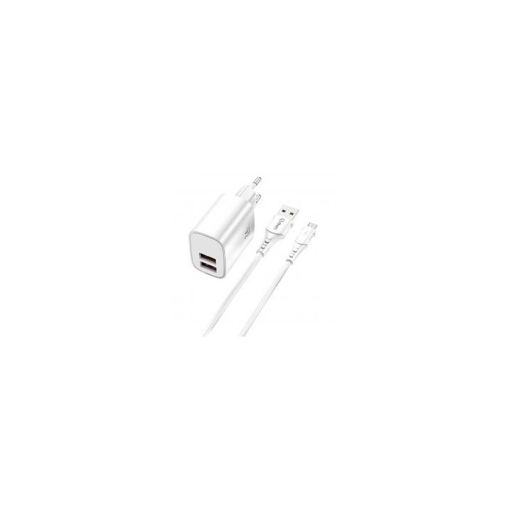 qcharx international kit cargador qcharx apolo 24a  + cable usb a  micro usb  blanco