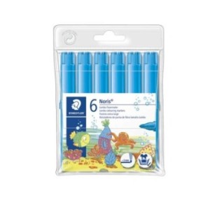b. 6 rotulad. staedtler noris jumbo 340 azul