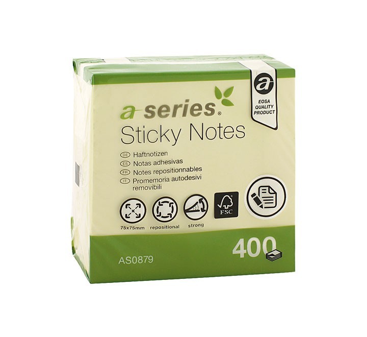 cubo notas sticky a series 400h 75x75mm amarillo