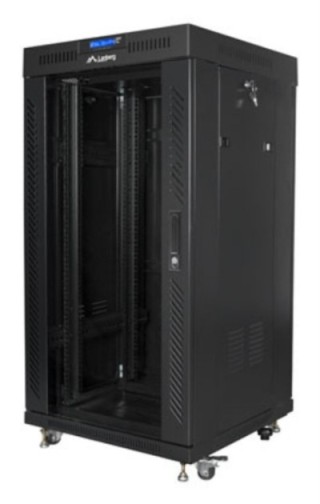 armario rack lanberg 22u 600x600 flat pack puerta cristal con lcd negro