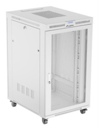 armario lanberg rack 19" 27u 800x1000 flat pack gris puerta perforada con lcd