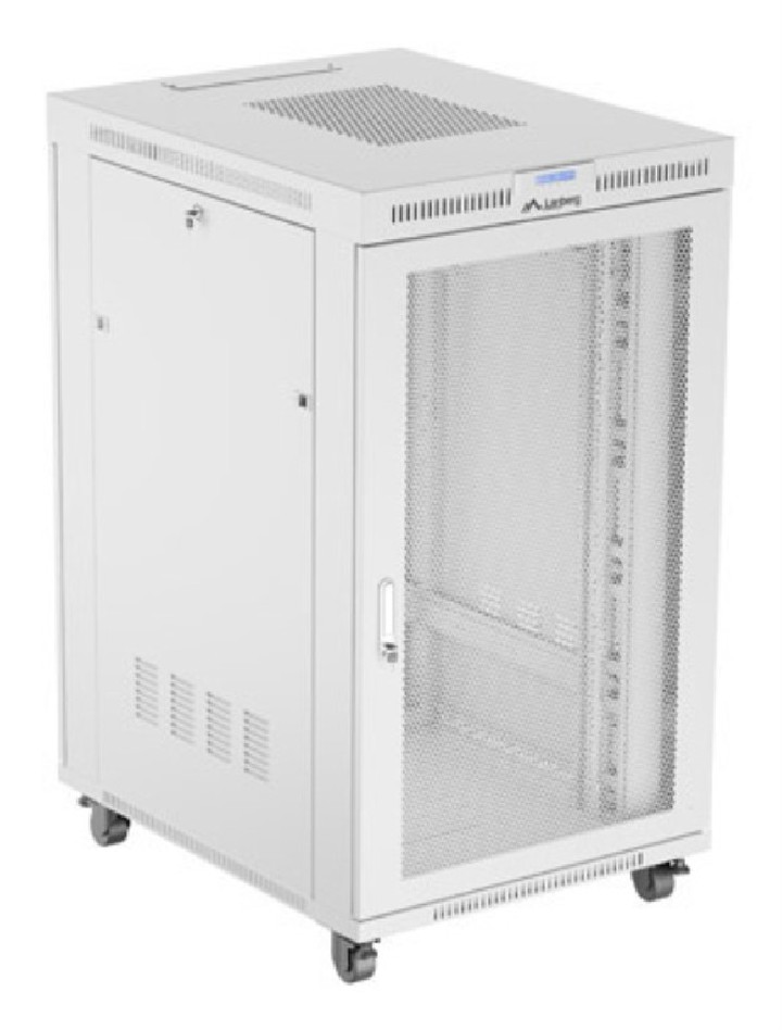armario lanberg rack 19" 27u 800x1000 flat pack gris puerta perforada con lcd
