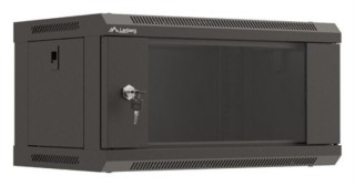 armario lanberg mural rack 19" 4u 540x350 flat pack negro puerta cristal