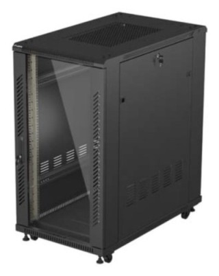 armario lanberg rack 19" 22u 600x1000 flat pack puerta cristal negro