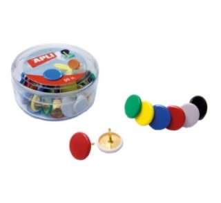 caja 50 chinchetas apli colores stdo 10mm