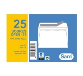 paq.25 sobres sam 120x176 autodex bl 90gr open 176