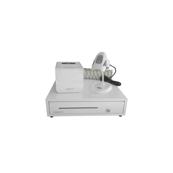 kit tpv approx cajon appcash01 blanco + scan appls22wh + imp. term. appos80amusewh + papel cyt8060bp