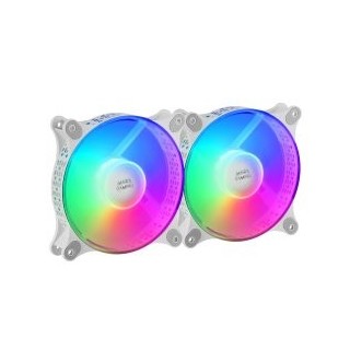 kit 2xventilador interno frgb mars gaming mf duo white 12x12cm ultrasilenciosos 15db iluminacion frg