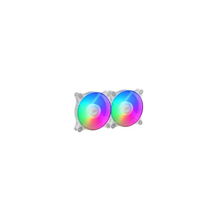kit 2xventilador interno frgb mars gaming mf duo white 12x12cm ultrasilenciosos 15db iluminacion frg