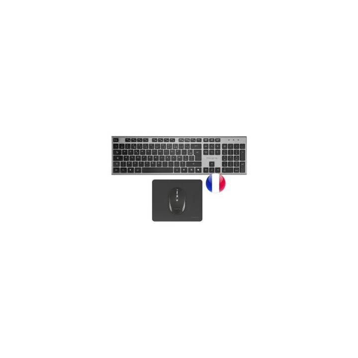 tacens teclado + raton tacens 6zenithfr inalambrico gris frances + alfombrilla