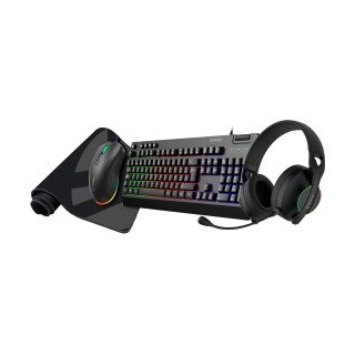 pack gaming teclado + mouse + headset y alfombrilla unyka nova 4in1 es rgb membrana 7200 dpi negro