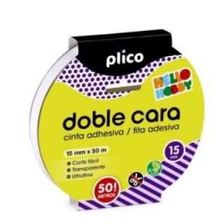 cinta adh. doble cara escolar 50mx15mm plico 13319