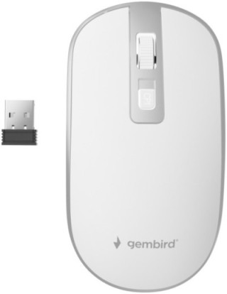 raton gembird optical white silver rf inalambrico pilas