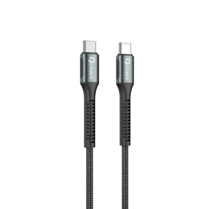 qcharx international cable qcharx prague tipo c a tipo c 3a 60w   1 m   aleaci?n de aluminio negro c
