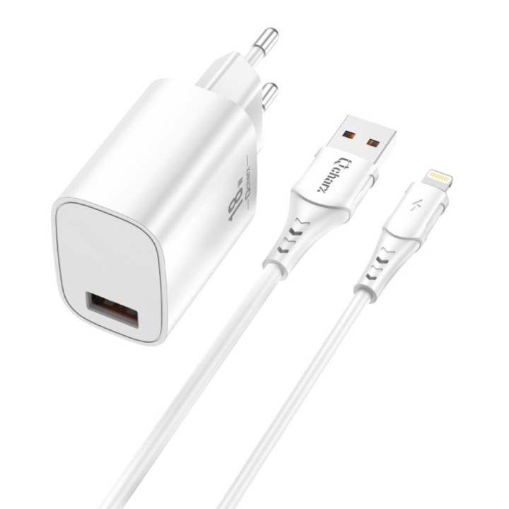 qcharx international kit cargador qcharx artemisia 3a 18w + cable usb lightning  blanco