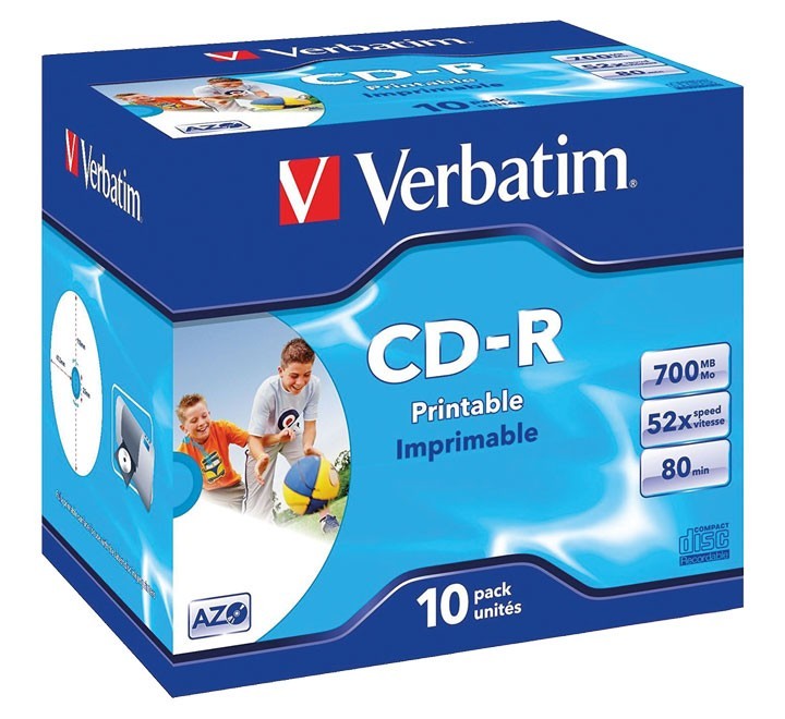 verbatim 10u cd r 52x imprim jewel case 70mb 43325