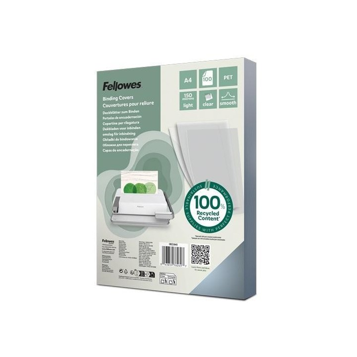 caja 100 portada enc. fellowes pet 150mic a4 tr