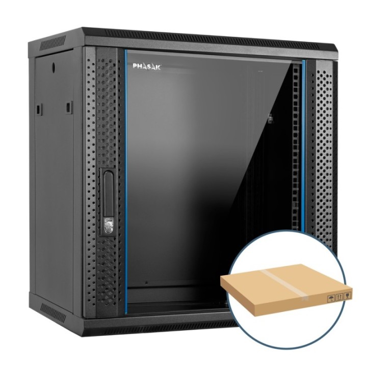 phasak armario rack mural 19 pulgadas phasak pro 12u 600x450 desmontado  envio flat pack   incluyen