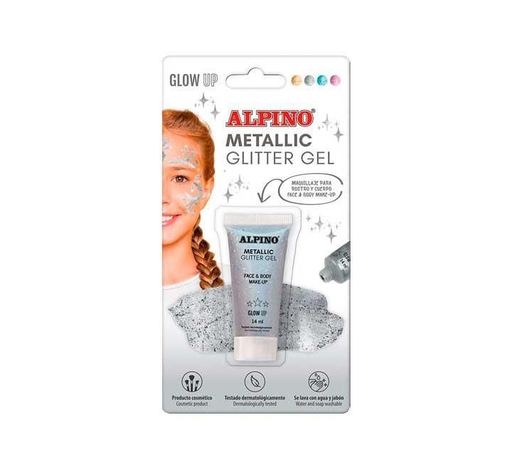 bl. maquillaje alpino metallic glitter gel plata