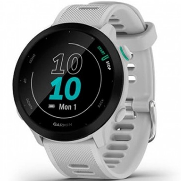 garmin smartwatch garmin forerunner 55 bt gps 42mm mip blanco resistencia agua 5atm puls?metro sue?o