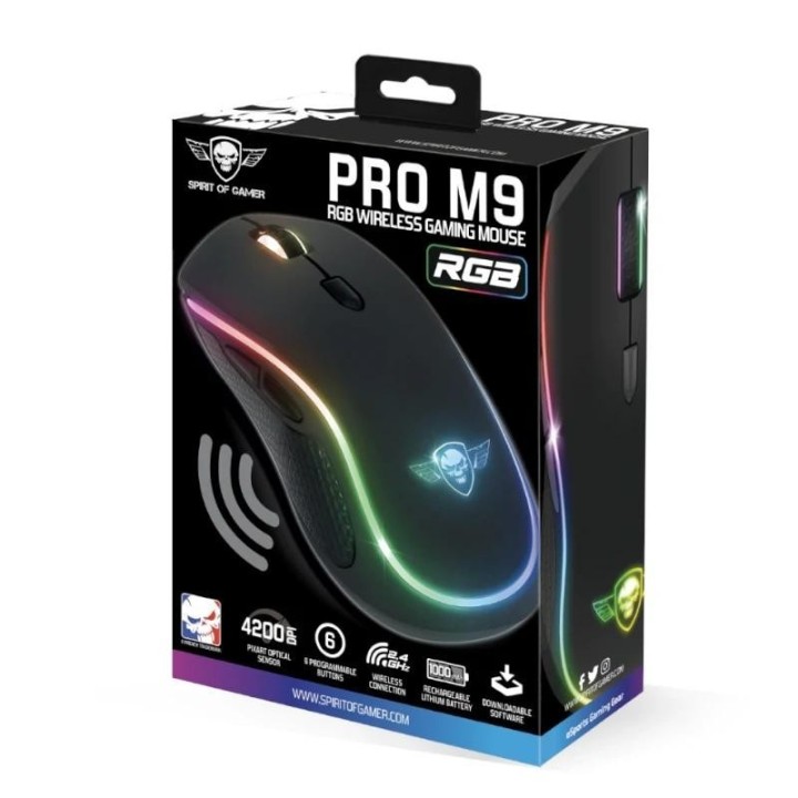 spirit of gamer raton inalambrico pro m9 rgb