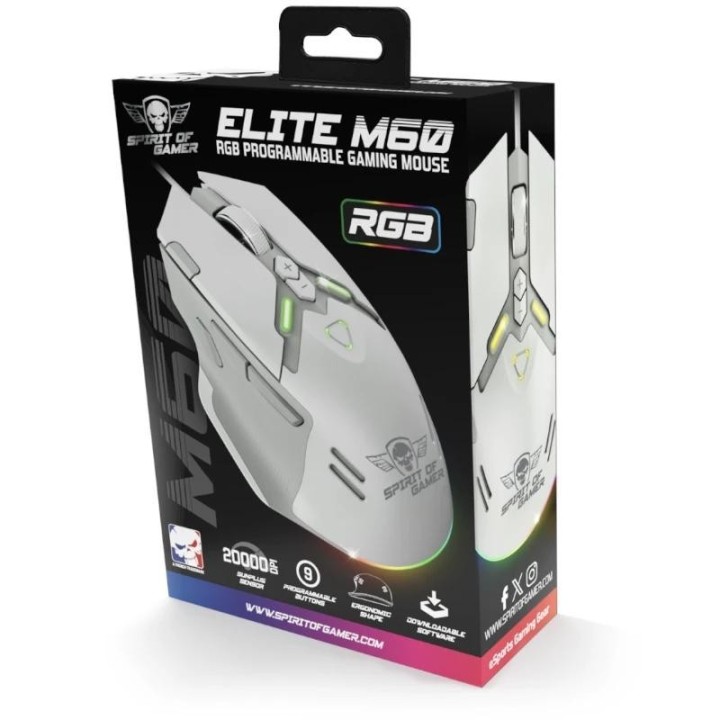 spirit of gamer rat?n elite m60 blanco rgb
