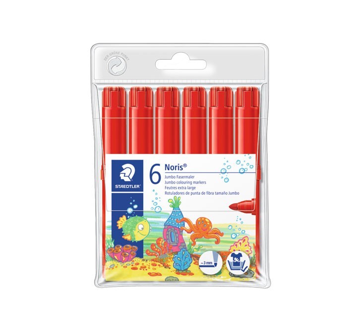 b. 6 rotulad. staedtler noris jumbo 340 rojo