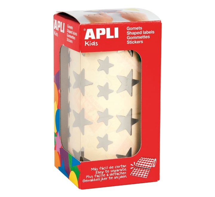 rollo gomets apli metaliz. estrellas plata 11117