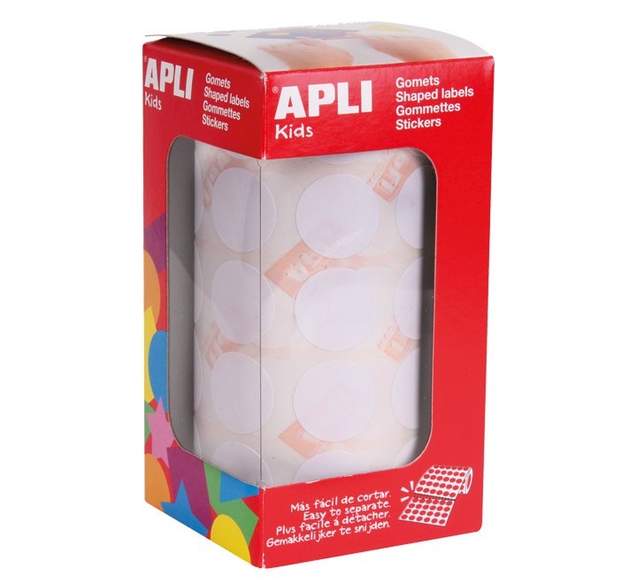 rollo gomets apli circulo 20mm blanco