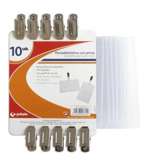 paq.10 portadistintivos+pinzas grafoplas  09072000