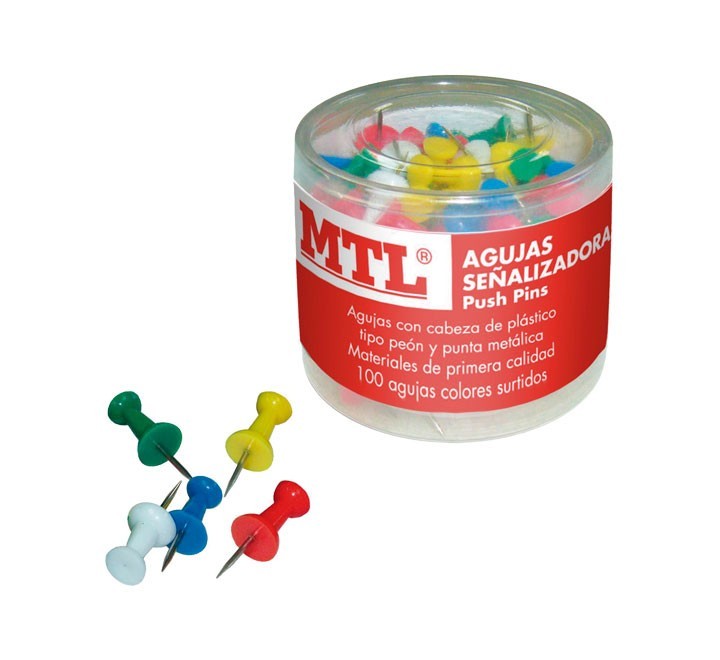 c.100 push pins mtl surtido 79212