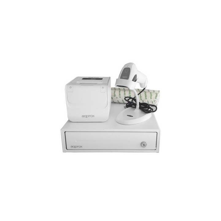 kit tpv approx cajon appcash33wh blanco + scan ls11aswh + imp. term. pos80amusewh + papel cyt8060bpa