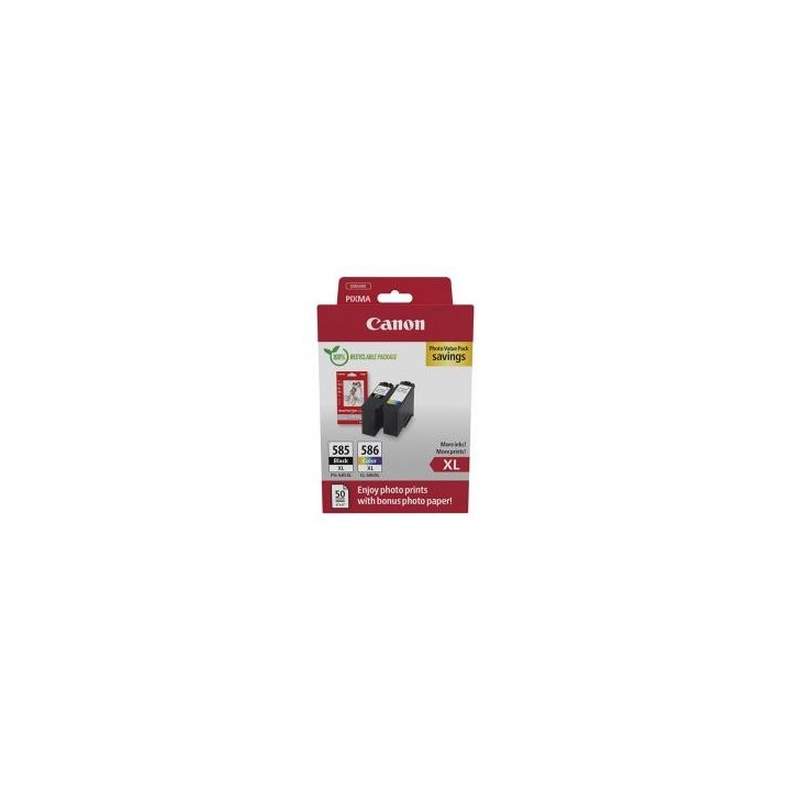 canon cartucho tinta canon pg 585xl + pg 586xl + papel fotografico