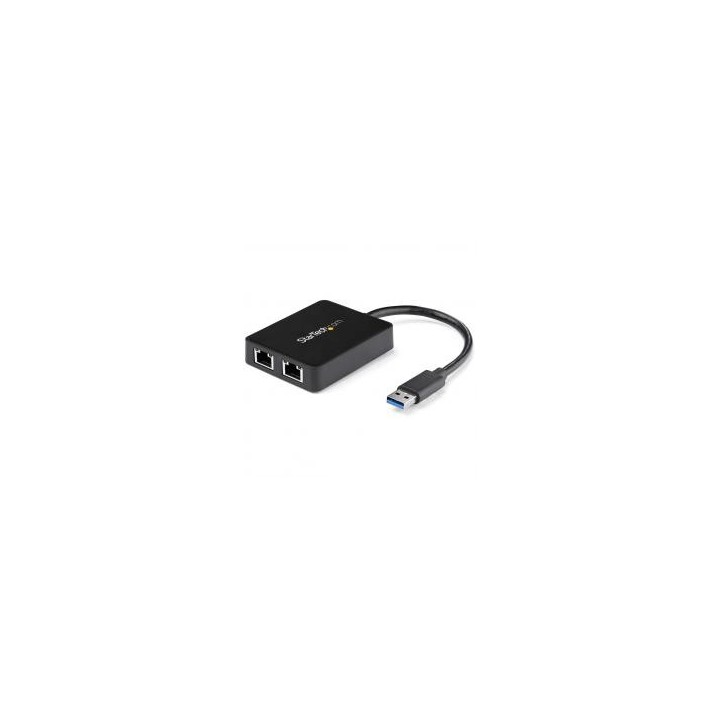 startechcom adaptador usb tipo a a 2x rj45 startech macho   hembra    negro