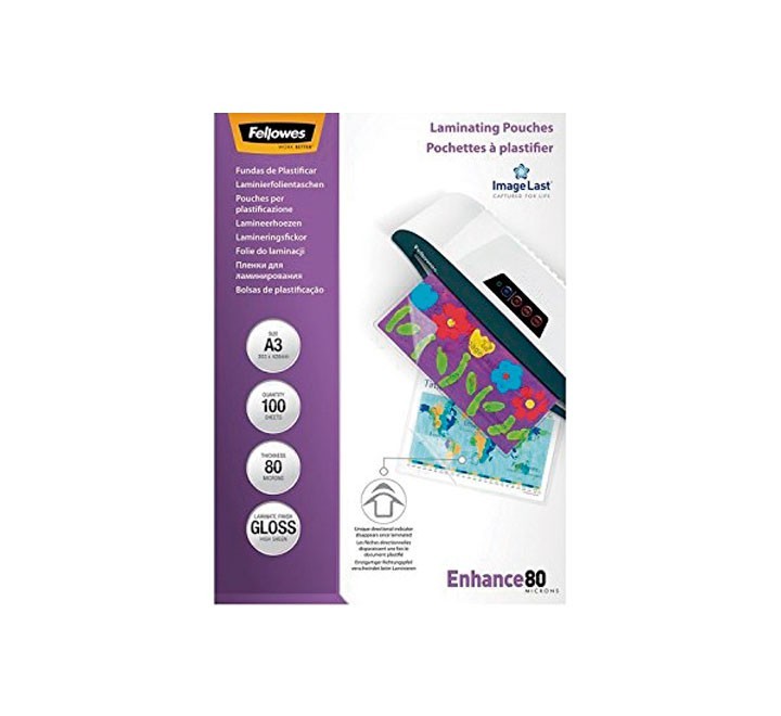 paq. 100 fundas plastif. fellowes 80mic a3 5306207