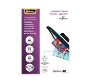 paq. 25 fundas plastificar fellowes 80mic a5 brillo