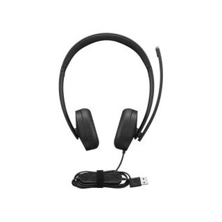 headset usb lenovo wired headset mic enc control volumen negro